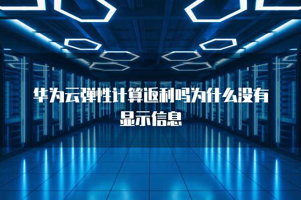 华为云弹性计算返利吗为什么没有显示信息