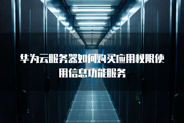 华为云服务器如何购买应用权限使用信息功能服务