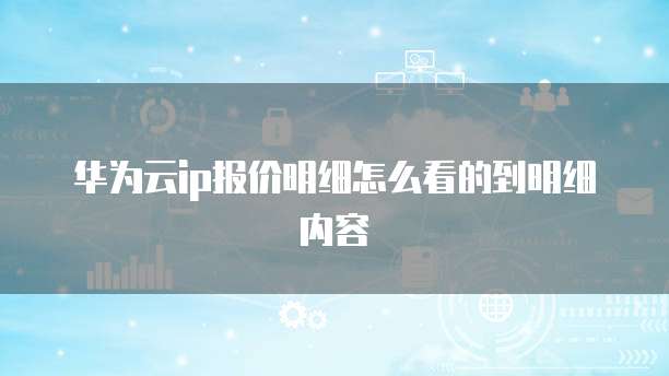 华为云ip报价明细怎么看的到明细内容