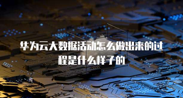 华为云大数据活动怎么做出来的过程是什么样子的
