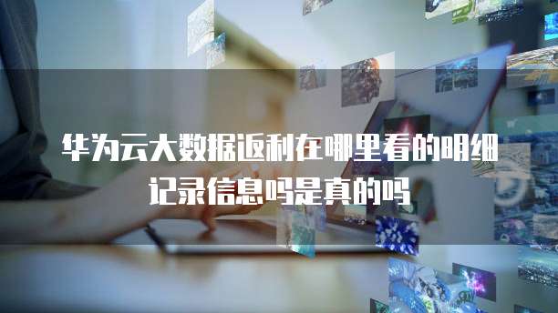 华为云大数据返利在哪里看的明细记录信息吗是真的吗