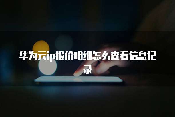 华为云ip报价明细怎么查看信息记录