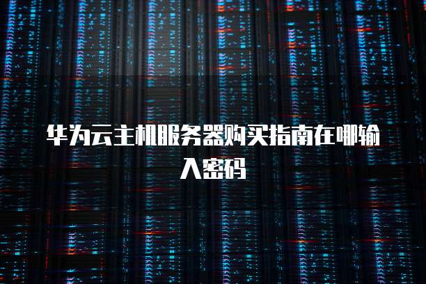 华为云主机服务器购买指南在哪输入密码