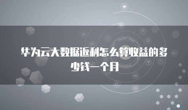 华为云大数据返利怎么算收益的多少钱一个月