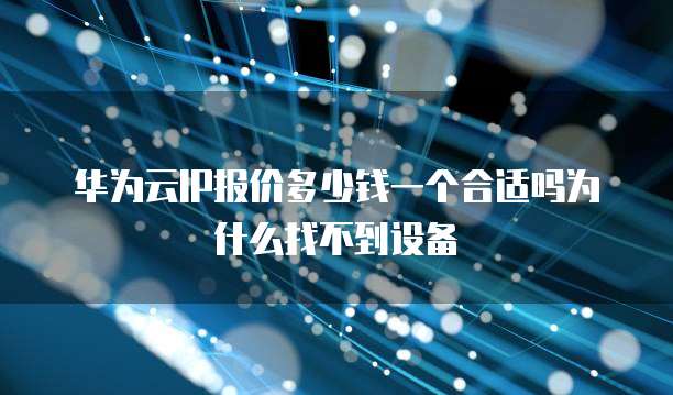 华为云IP报价多少钱一个合适吗为什么找不到设备