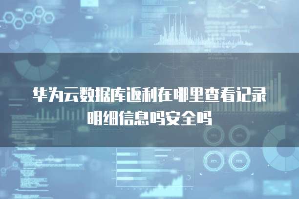 华为云数据库返利在哪里查看记录明细信息吗安全吗
