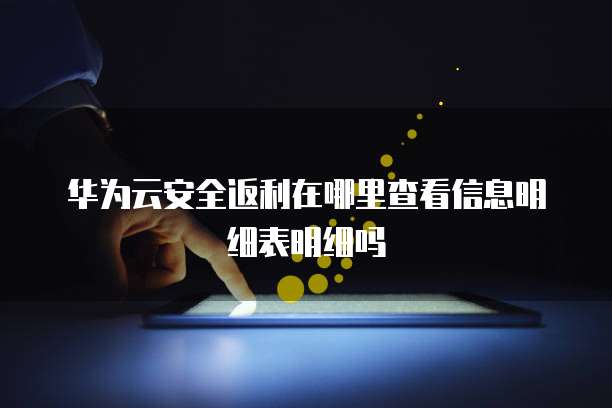 华为云安全返利在哪里查看信息明细表明细吗