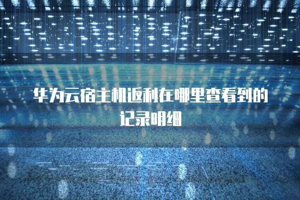 华为云宿主机返利在哪里查看到的记录明细