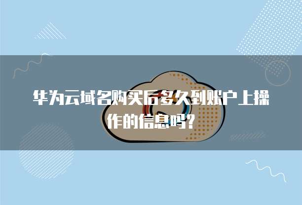 华为云域名购买后多久到账户上操作的信息吗?