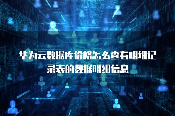 华为云数据库价格怎么查看明细记录表的数据明细信息