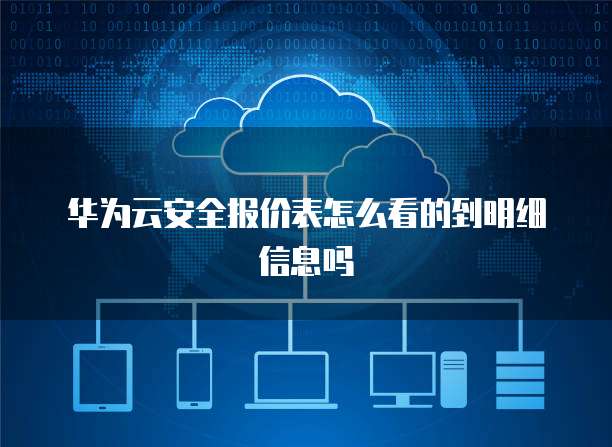 华为云安全报价表怎么看的到明细信息吗
