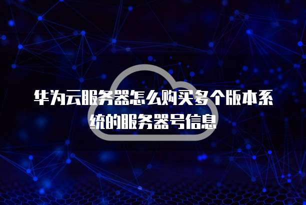华为云服务器怎么购买多个版本系统的服务器号信息