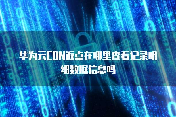 华为云CDN返点在哪里查看记录明细数据信息吗