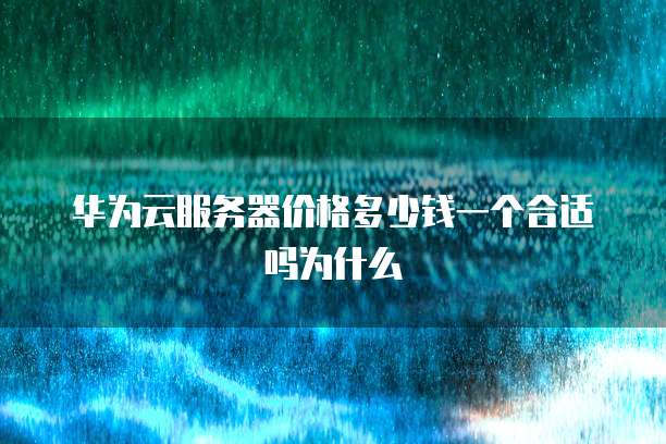 华为云服务器价格多少钱一个合适吗为什么