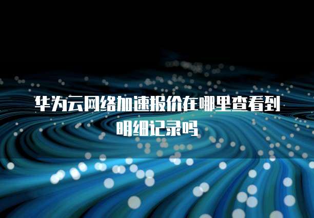 华为云网络加速报价在哪里查看到明细记录吗