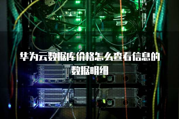 华为云数据库价格怎么查看信息的数据明细