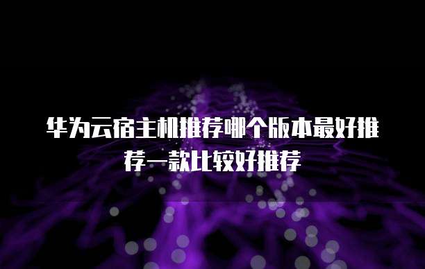 华为云宿主机推荐哪个版本最好推荐一款比较好推荐