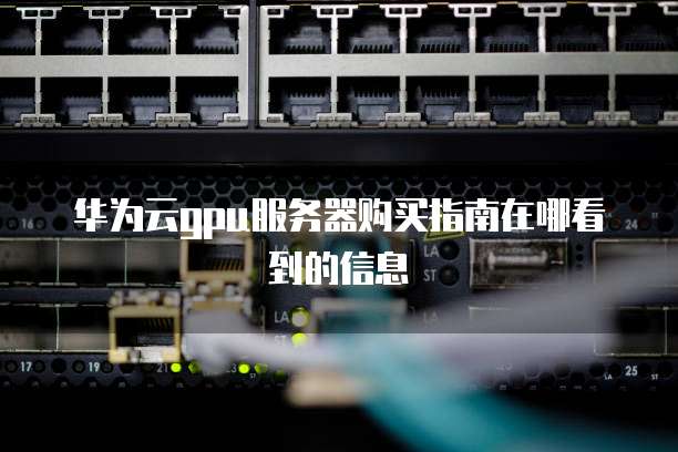 华为云gpu服务器购买指南在哪看到的信息