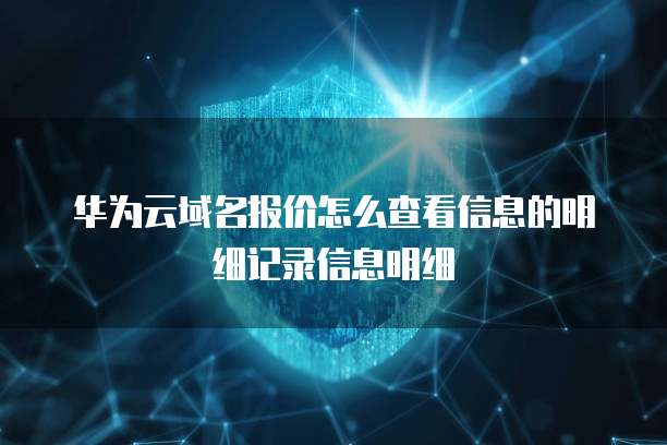 华为云域名报价怎么查看信息的明细记录信息明细