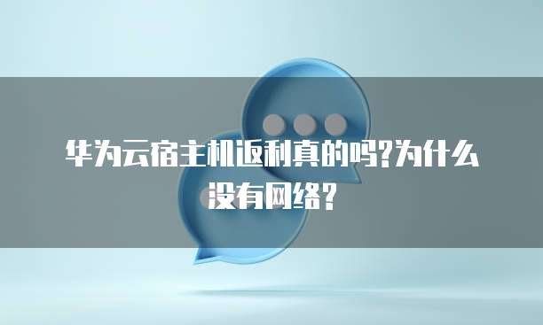 华为云宿主机返利真的吗?为什么没有网络?