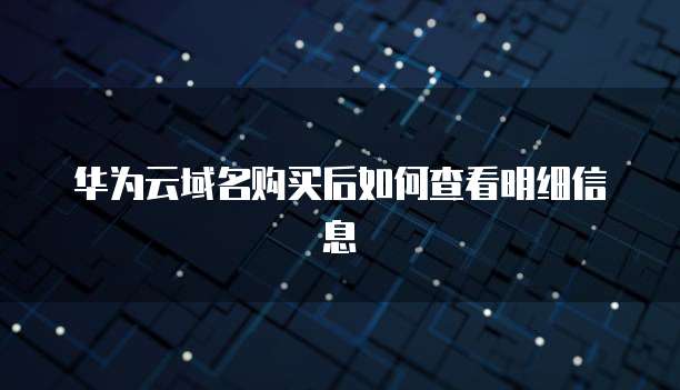 华为云域名购买后如何查看明细信息