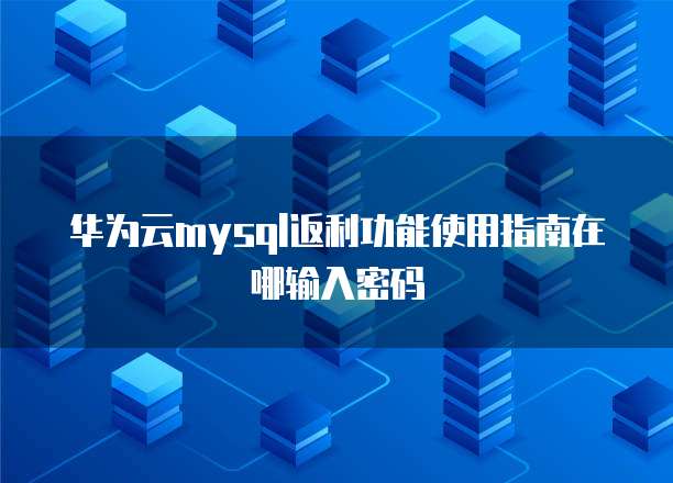 华为云mysql返利功能使用指南在哪输入密码