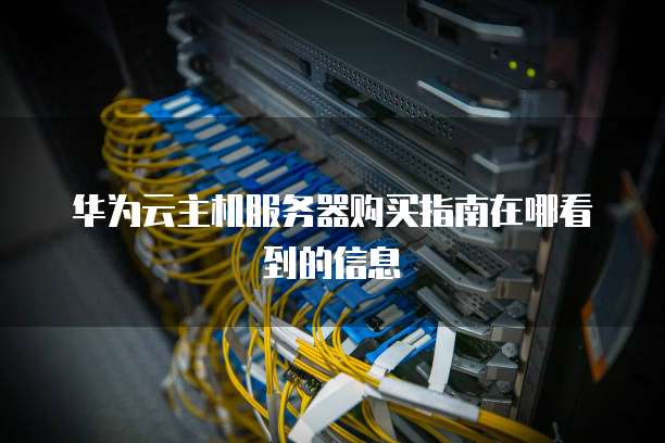 华为云主机服务器购买指南在哪看到的信息