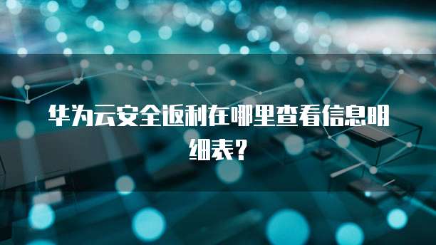 华为云安全返利在哪里查看信息明细表？