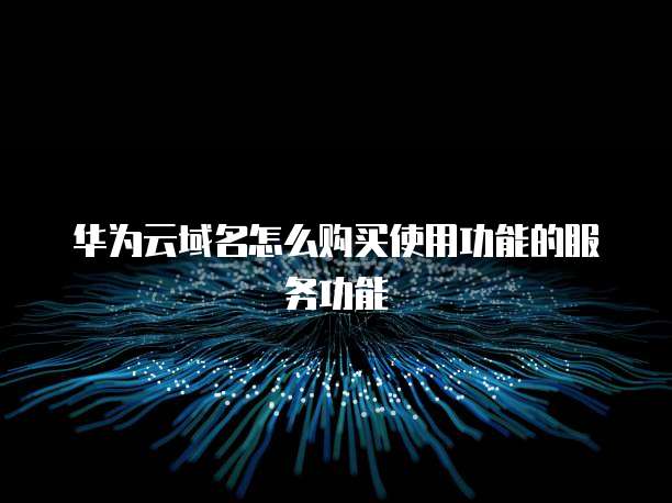 华为云域名怎么购买使用功能的服务功能