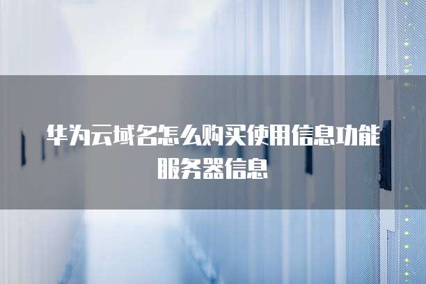 华为云域名怎么购买使用信息功能服务器信息