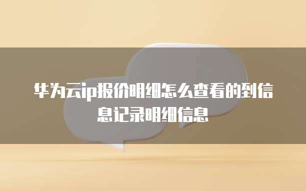 华为云ip报价明细怎么查看的到信息记录明细信息