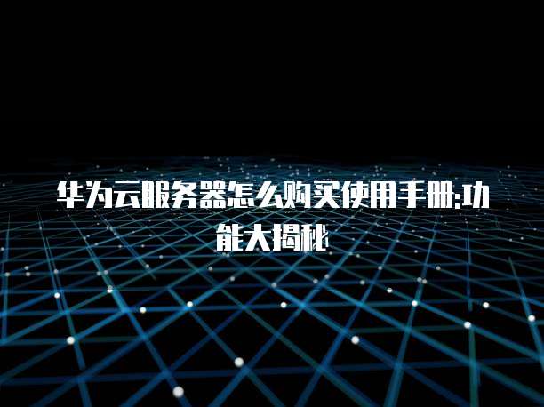 华为云服务器怎么购买使用手册:功能大揭秘