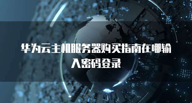 华为云主机服务器购买指南在哪输入密码登录
