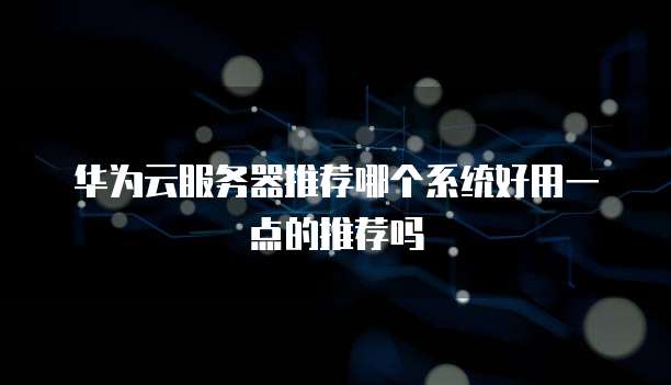 华为云服务器推荐哪个系统好用一点的推荐吗