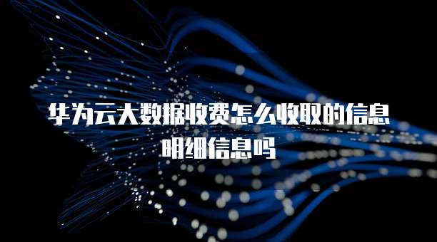 华为云大数据收费怎么收取的信息明细信息吗
