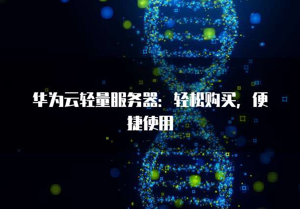 华为云轻量服务器:轻松购买,便捷使用