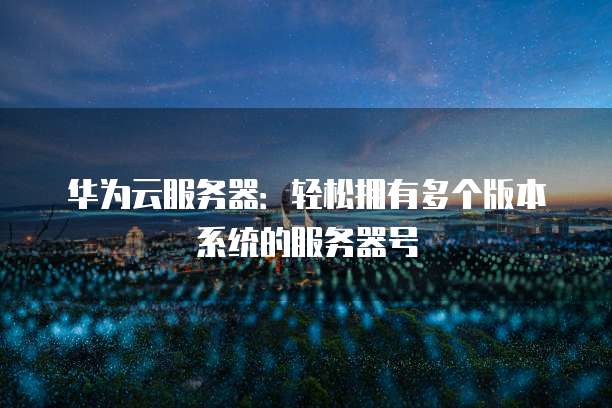 华为云服务器:轻松拥有多个版本系统的服务器号