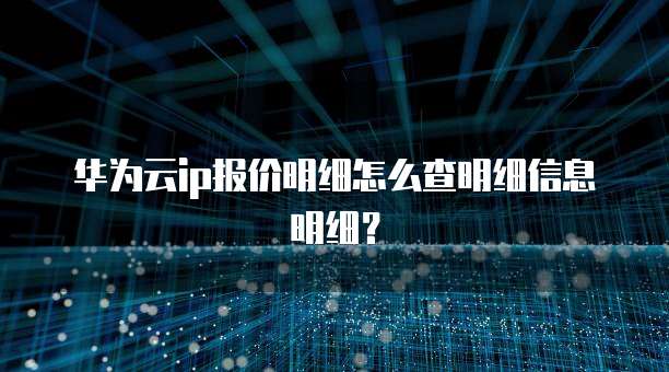 华为云ip报价明细怎么查明细信息明细?