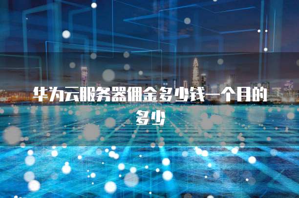 华为云服务器佣金多少钱一个月的多少