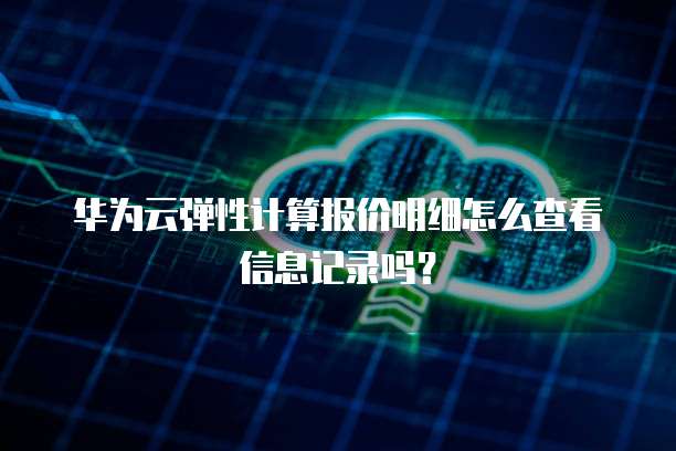 华为云弹性计算报价明细怎么查看信息记录吗?