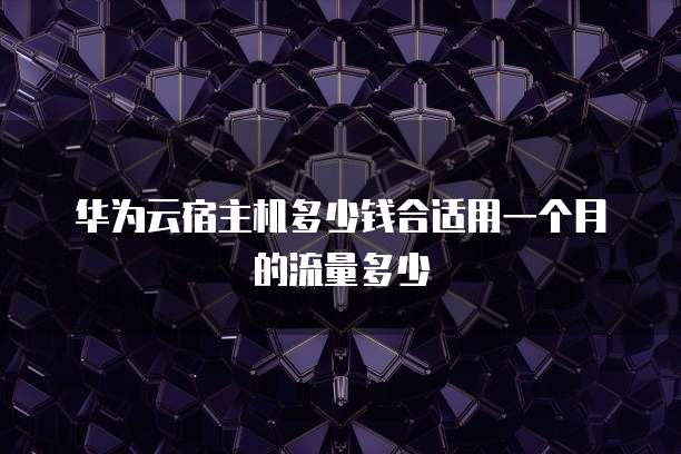 华为云宿主机多少钱合适用一个月的流量多少