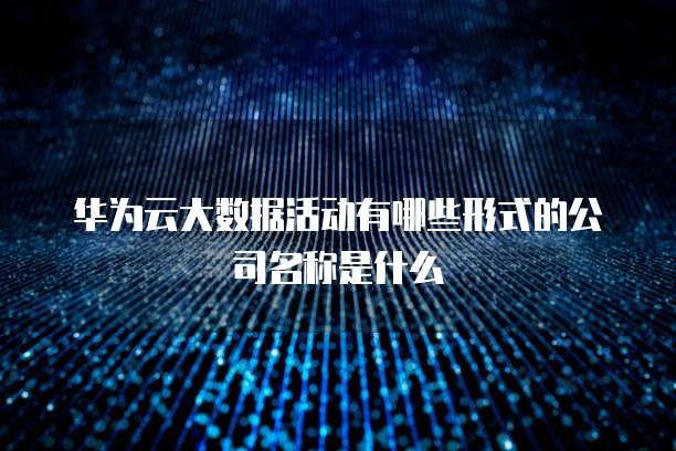 华为云大数据活动有哪些形式的公司名称是什么