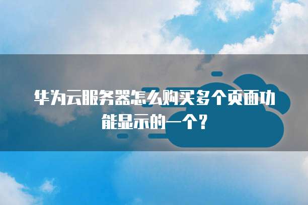 华为云服务器怎么购买多个页面功能显示的一个?