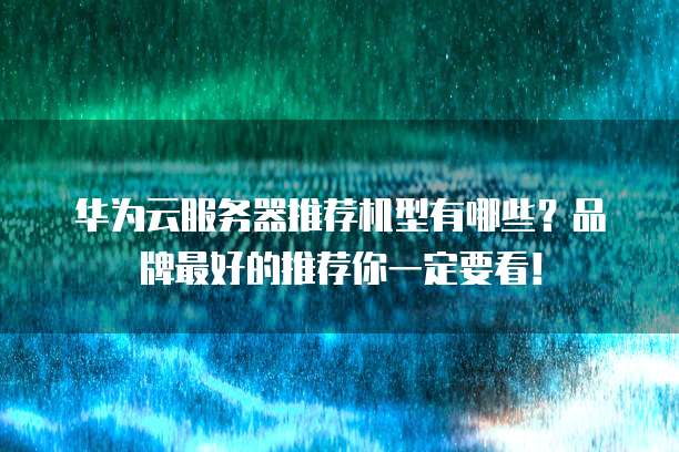 华为云服务器推荐机型有哪些?品牌最好的推荐你一定要看!