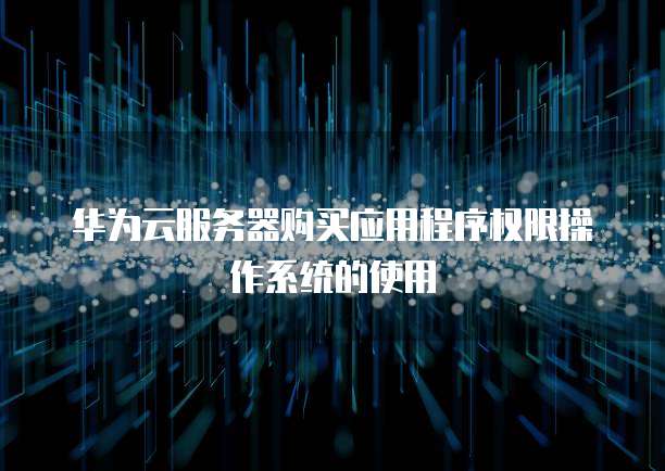 华为云服务器购买应用程序权限操作系统的使用