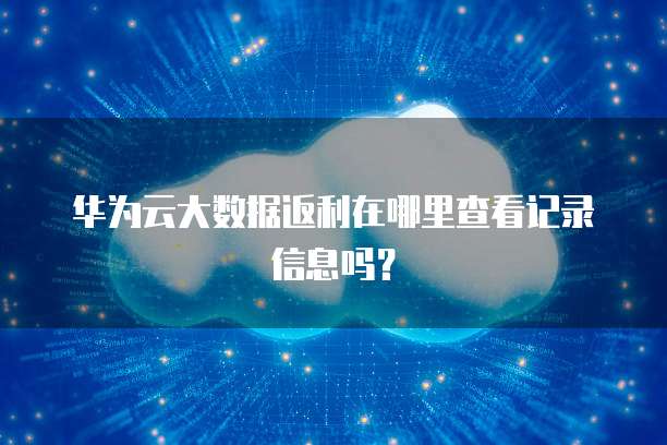 华为云大数据返利在哪里查看记录信息吗?