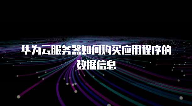 华为云服务器如何购买应用程序的数据信息