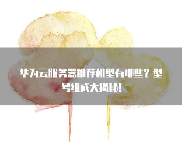 华为云服务器推荐机型有哪些?型号组成大揭秘!
