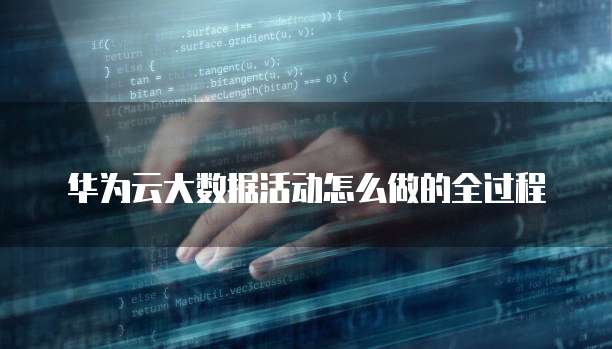 华为云大数据活动怎么做的全过程