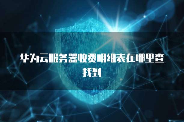 华为云服务器收费明细表在哪里查找到